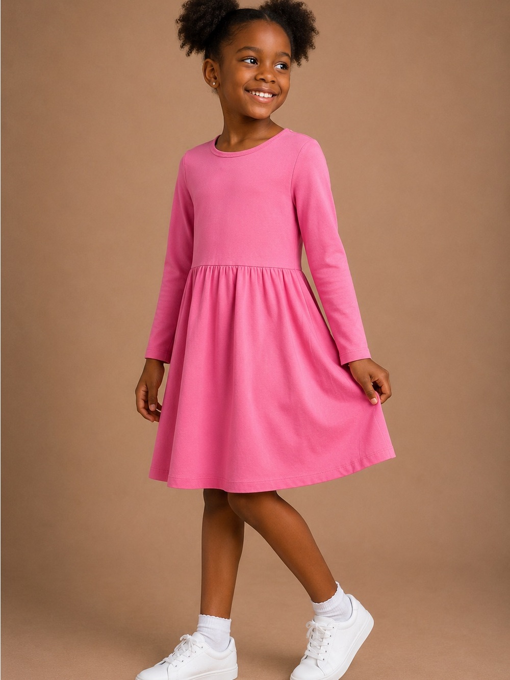 Carter’s Girls Size 8 Pink 100% Cotton Long Sleeve Dress